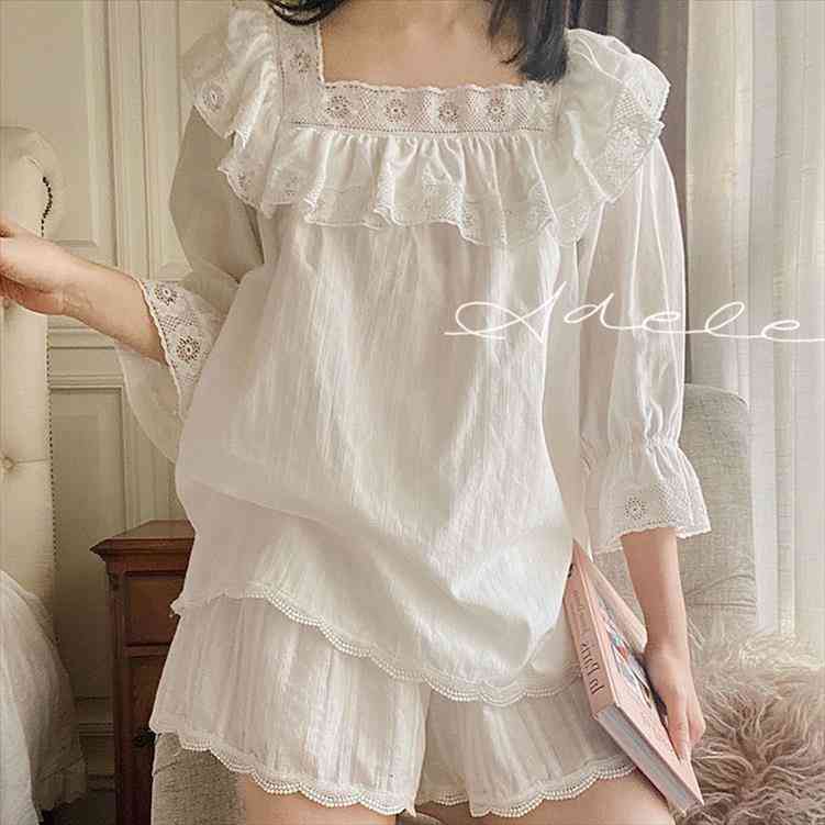Summer Womens Ins Style Home Sleepwear Suit Short Sleeve Princess Pajama Sets Vintage Lady Girls Square Neck Lace Pyjamas Set, Black;red
Summer Womens Ins Style Home Sleepwear Suit Short Sleeve Princess Pajama Sets Vintage Lady Girls Square Neck Lace Pyjamas Set, Black;red