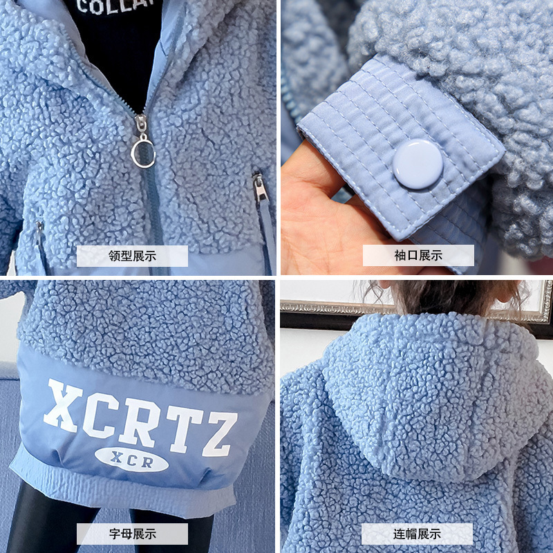 Girls Cotton-padded Jackets Autumn and Winter Children's Clothing 3-13 Years Old Fashionable Zipper Hooded Kids Clothes LJ201130