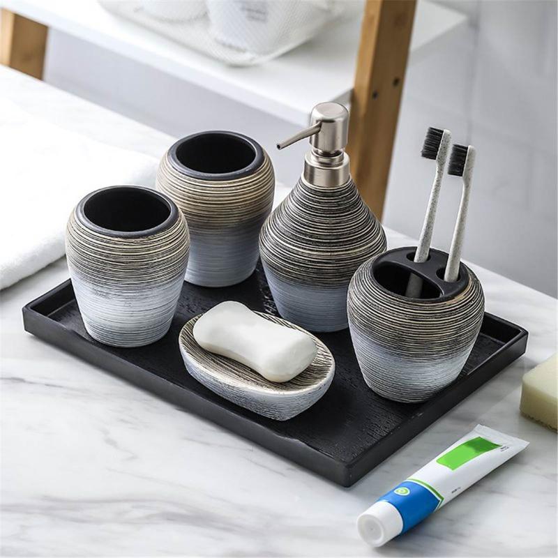 5/6PCS Retro Ceramic Bathroom Accessories Set Tray Lotion Dispenser Soap Dish Toothbrush Holder Gargle Cup Set Shampoo Bottle
5/6PCS Retro Ceramic Bathroom Accessories Set Tray Lotion Dispenser Soap Dish Toothbrush Holder Gargle Cup Set Shampoo Bottle