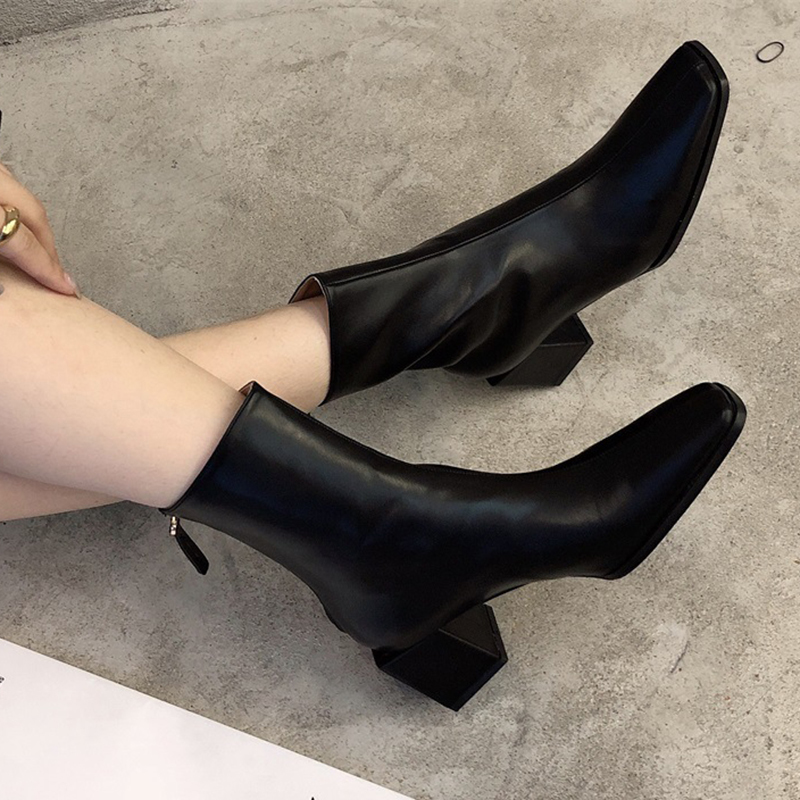 Spring Lucyever fashions Short boots square toe plutonium leather zipper ankle women high heels shoes L8L1, White
Spring Lucyever fashions Short boots square toe plutonium leather zipper ankle women high heels shoes L8L1, White