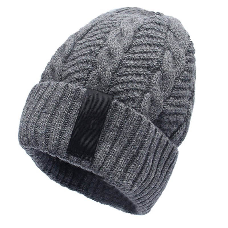 Men Fashion Warm Knit Beanie Hood Male Korean Style Cool Winter Plus Thickening Inside Hat Outdoor Skull Caps
