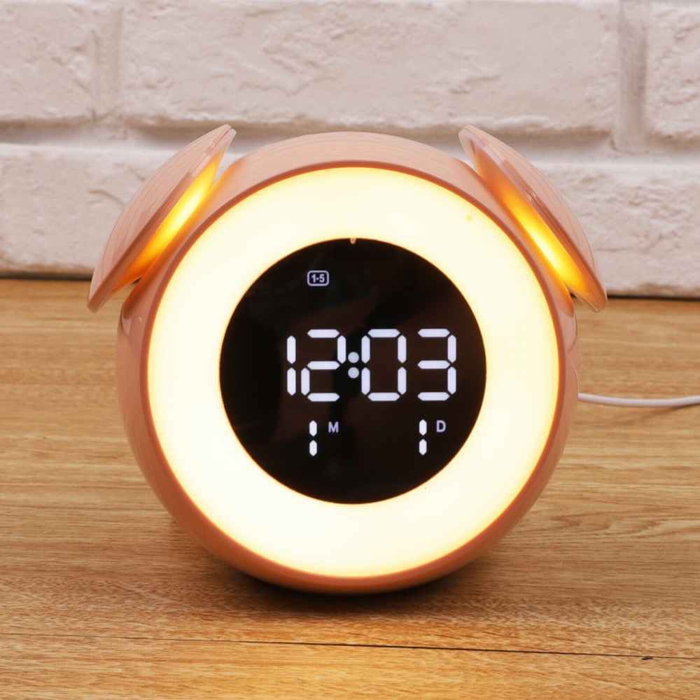 LED digital alarm bedside table desk electronic atmosphere lamp sunrise sunset light mirror music clock LJ201212
