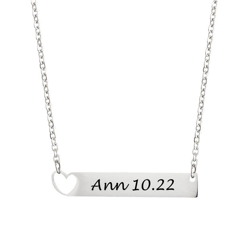 New Stainless Steel Heart Personalized Engravable Bar Necklace Silver Custom Name Necklace Gift For Mom Girl
New Stainless Steel Heart Personalized Engravable Bar Necklace Silver Custom Name Necklace Gift For Mom Girl