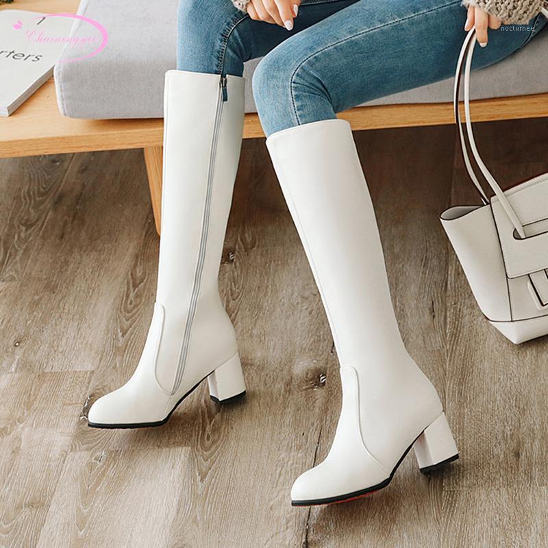 Casual style round toe knee-high boots fashion zipper black white high-heeled chunky riding boots women's shoes big size1, Black for autumn 
Casual style round toe knee-high boots fashion zipper black white high-heeled chunky riding boots women's shoes big size1, Black for autumn