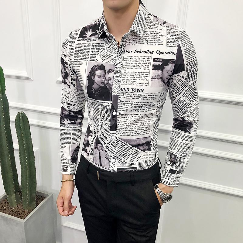 3D Newspaper Print Shirt Male 2020 Fashion Designer Slim Dress Party Shirt Fashion Men's Long Sleeve Camisa Casual Social, As shown
3D Newspaper Print Shirt Male 2020 Fashion Designer Slim Dress Party Shirt Fashion Men's Long Sleeve Camisa Casual Social, As shown