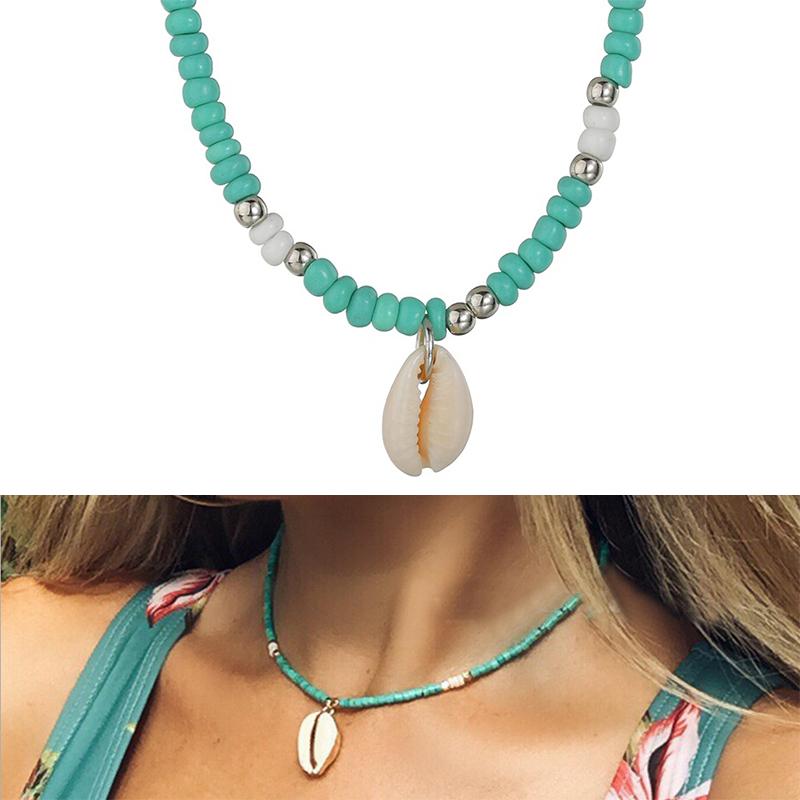 Chic Blue/Green Beads Choker Shell Pendant Fashion Gold Color Chain Necklace For Women Jewelry Short Collar
Chic Blue/Green Beads Choker Shell Pendant Fashion Gold Color Chain Necklace For Women Jewelry Short Collar