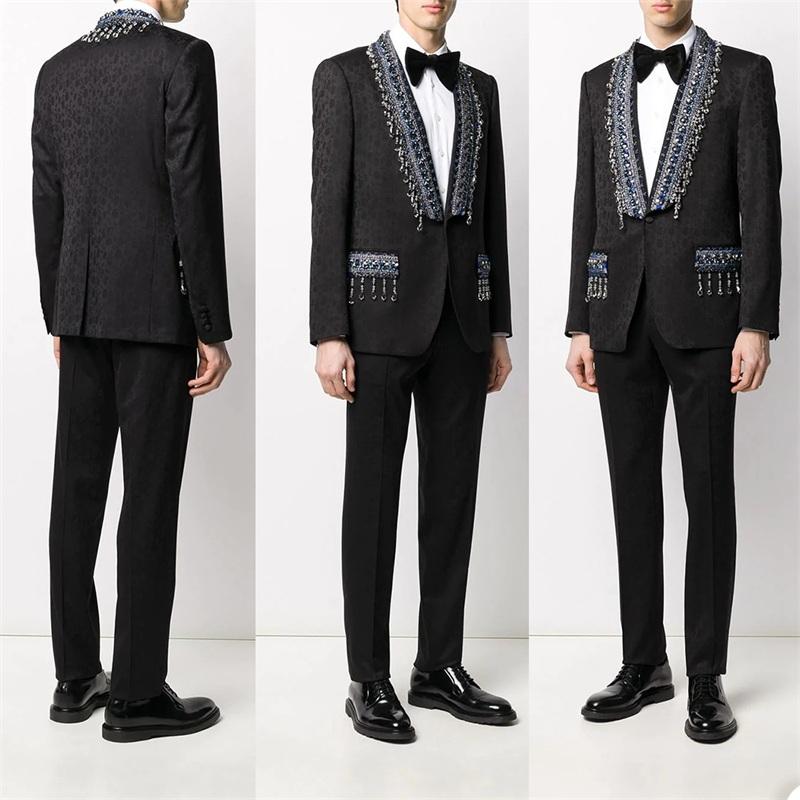 Men's Suits & Blazers Costume Homme Men 2 Pieces Luxury Crystal One Button High Quality Slim Fit Formal Business Wedding Causal Prom, Blue
Men's Suits & Blazers Costume Homme Men 2 Pieces Luxury Crystal One Button High Quality Slim Fit Formal Business Wedding Causal Prom, Blue