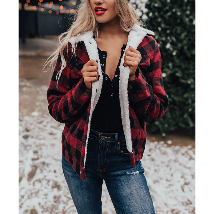 elegant casual Womens loose button hot sherpa velo lined shirt plaid jacket lthleisure girl thick ZIAO, Balck white.
elegant casual Womens loose button hot sherpa velo lined shirt plaid jacket lthleisure girl thick ZIAO, Balck white.