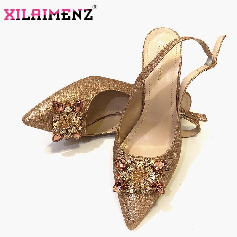 Champagne Women Sandals Elegant African Women Pumps Shoe for Party High Quality Italian Pointed Toe Shoes Decorated with Stones1, Gold
Champagne Women Sandals Elegant African Women Pumps Shoe for Party High Quality Italian Pointed Toe Shoes Decorated with Stones1, Gold