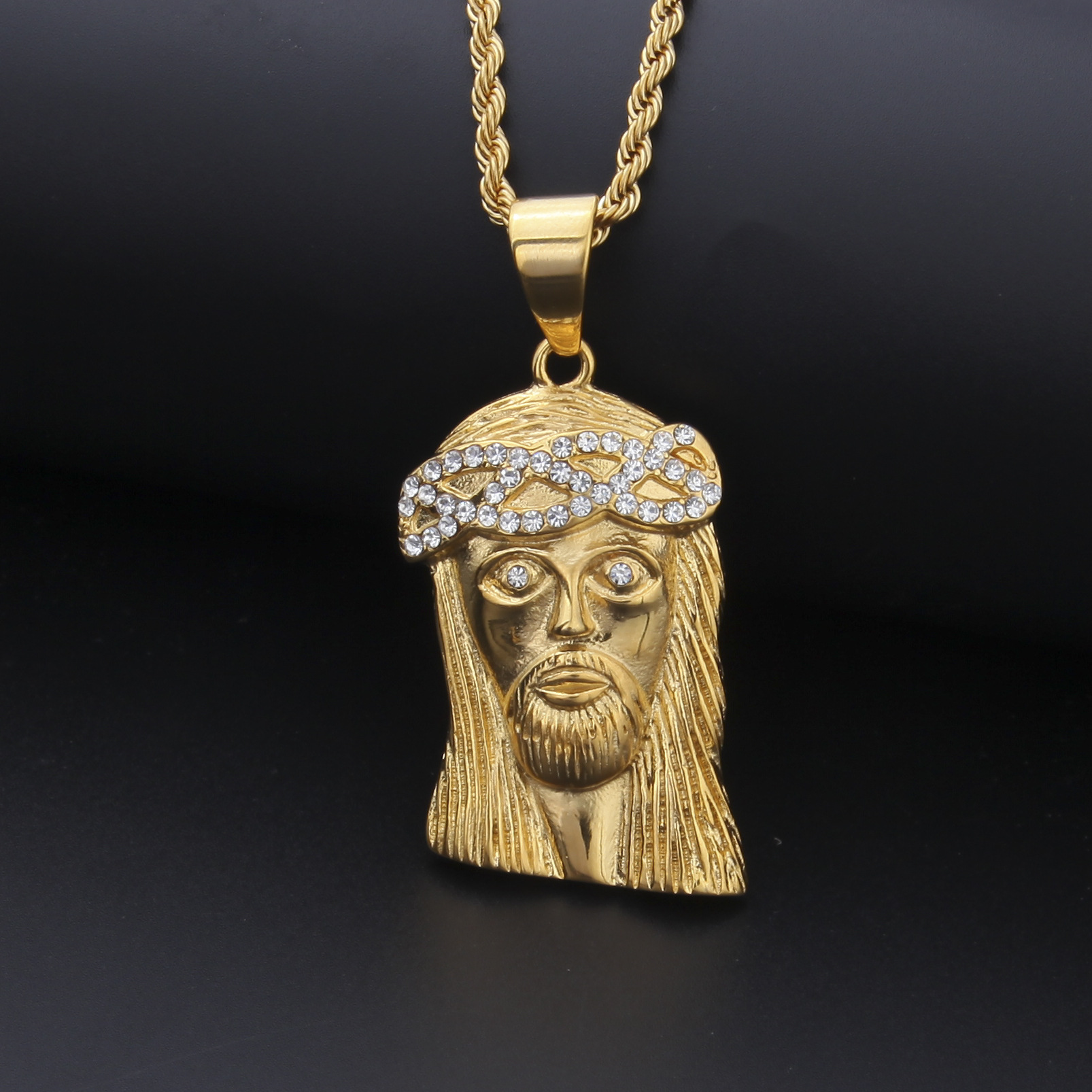 New Mens Hip Hop Jewelry Fashion Stainless Steel JESUS Piece Pendant High Quality Gold Necklace Free shipping Free shipping