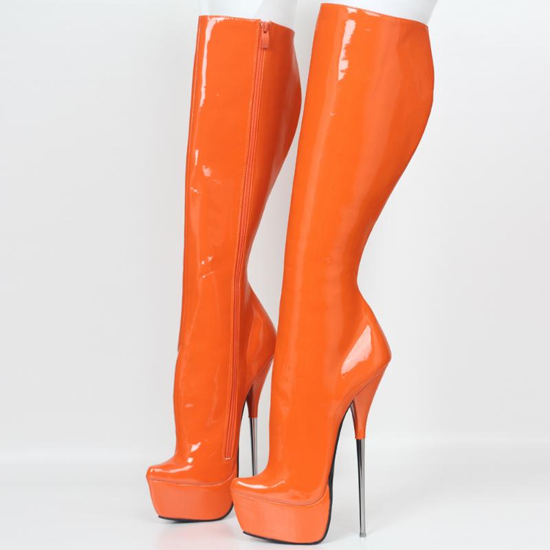 Sexy Women's Boots Super High Heel Thin Heels Knee-high Motorcycle Boots Patent Leather Pointed Toe Platform Long Botas Shoes, Orange
Sexy Women's Boots Super High Heel Thin Heels Knee-high Motorcycle Boots Patent Leather Pointed Toe Platform Long Botas Shoes, Orange