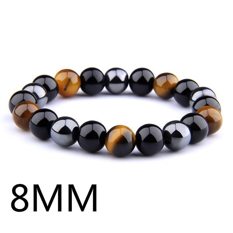 Black Natural Onyx Obsidian Beaded Bracelet 8MM 10MM Stone Strand Wrap Buddha Bangle with Tiger Eye Good Jewelry Gift for Men and Women Wholesale Pric