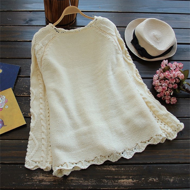 Mori Girl Style Sweet Vintage Cardigan Spring Autumn Women Solid Sweater Knitted Cotton Twist Fashion Casual White Sweaters 201221