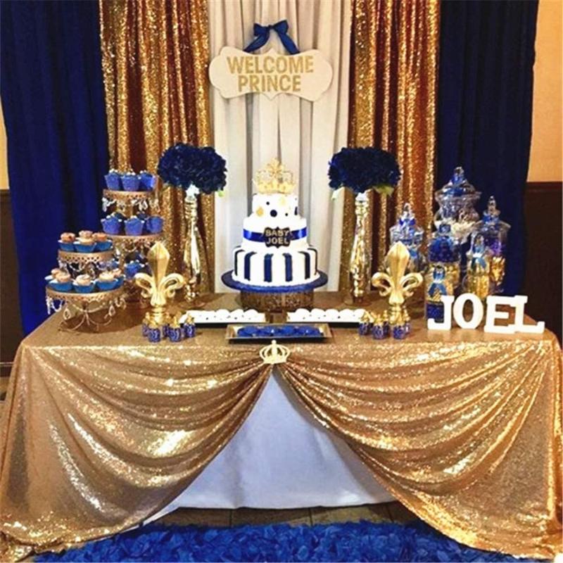 Sparkle Tablecloth 50x80 Inches Gold Sequin Tablecloth Rectangle Sequin Overlay Wedding Party Home Decoration, As pic