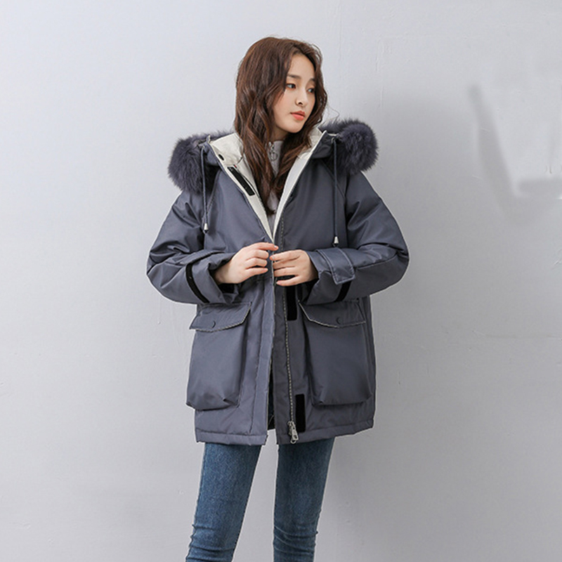 Faux Fox Fur Hooded Winter Coat Women Long Jacket Female Thick Warm Parkas Female Loose Oversized Pocket Outerwear Clothes 201019