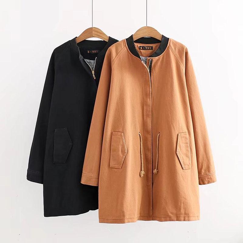Large Size Women's Fat MM Autumn New Waist Rope Round Neck Jacket Solid Color Cotton Loose Thin Washed Windbreaker Coat 97, Black
Large Size Women's Fat MM Autumn New Waist Rope Round Neck Jacket Solid Color Cotton Loose Thin Washed Windbreaker Coat 97, Black