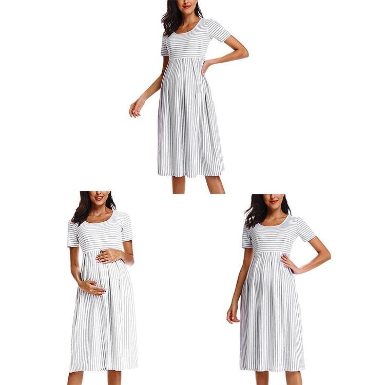 Maternity Dress Simple Stripes Breastfeeding Dress Women Skirt Casual Pregnant Dresses Lady Clothes Pregnancy, As pic 
Maternity Dress Simple Stripes Breastfeeding Dress Women Skirt Casual Pregnant Dresses Lady Clothes Pregnancy, As pic