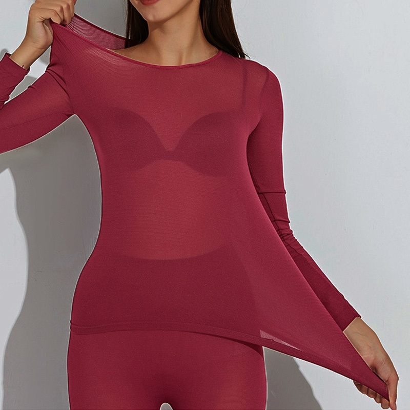 Women's Thermal Underwear Female Lingerie Thermo underwear Set Solid Color Long Sleeves ropa de invierno mujer camisa termica 201027