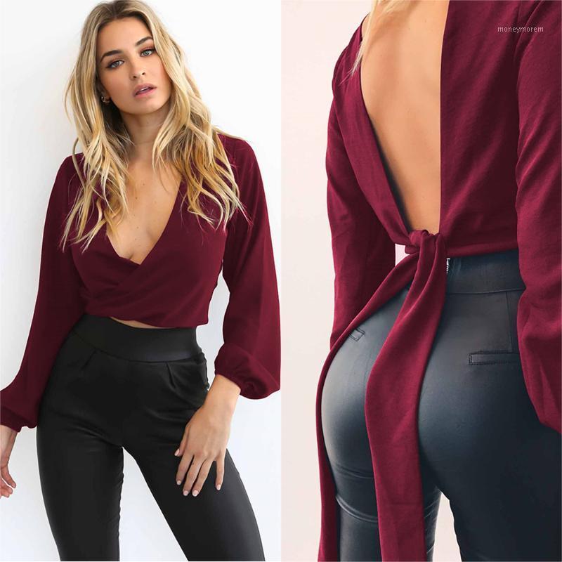 2020 Fashion Women Blouse Tie-Back Deep V Neck Long Sleeve Blusa Feminina Sexy Cutout Casual Shirt Crop Top femme Pullover1
2020 Fashion Women Blouse Tie-Back Deep V Neck Long Sleeve Blusa Feminina Sexy Cutout Casual Shirt Crop Top femme Pullover1