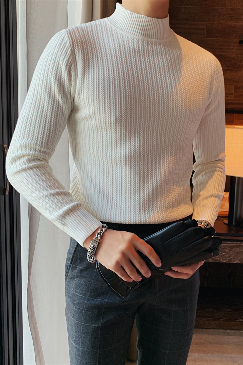 6Colors Autumn Winter New Slim Fit Long Sleeve Pullovers Sweater Men Clothing Solid Casual Pull Homme Streetwear Turtleneck 3XL 201022