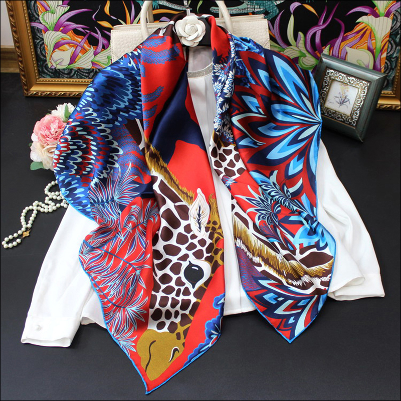 100% Mulberry-Silk Scarf HIGH-END Women's Scarves Hand Sewn Edges Scarfs Shawl Stole "The Three Graces"110CM*110CM