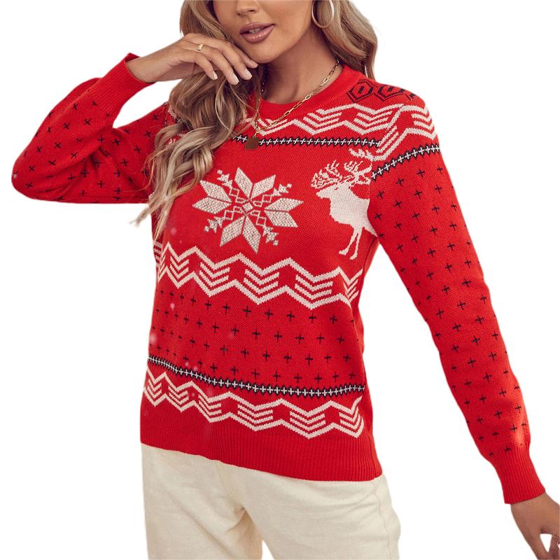 Women's Sweaters Christmas Female Sweater Floral Print Round Neck Long Sleeve Knitwear Pullover Tops For Autumn Winter Red S//L, White;black
Women's Sweaters Christmas Female Sweater Floral Print Round Neck Long Sleeve Knitwear Pullover Tops For Autumn Winter Red S//L, White;black