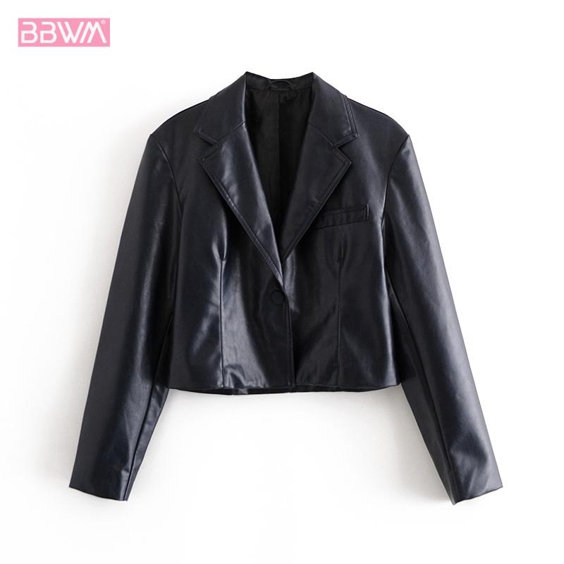 Women's Fashion PU Lapel Long Sleeve Black Artificial Leather Short Jacket Female Locomotive Outerwear Retro Chic Tops
Women's Fashion PU Lapel Long Sleeve Black Artificial Leather Short Jacket Female Locomotive Outerwear Retro Chic Tops