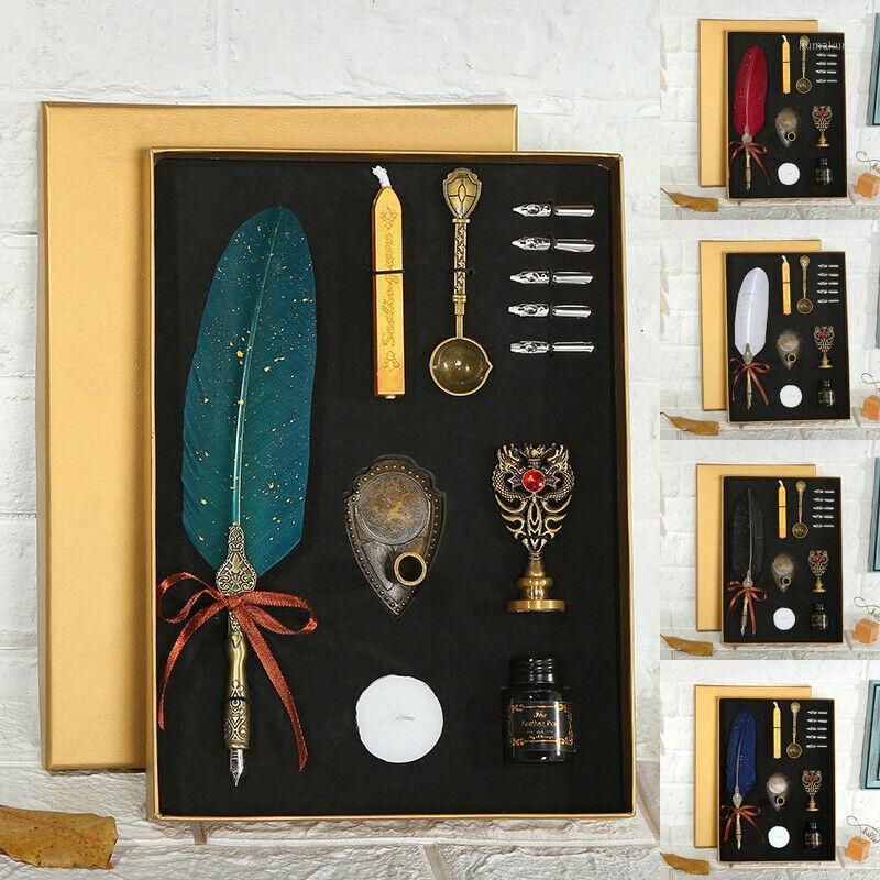 Vintage Antique Feather Quill Pen Set Dip Pen Fountain Collectibles Dip Writing Ink Set Stationery Gift Box1
Vintage Antique Feather Quill Pen Set Dip Pen Fountain Collectibles Dip Writing Ink Set Stationery Gift Box1