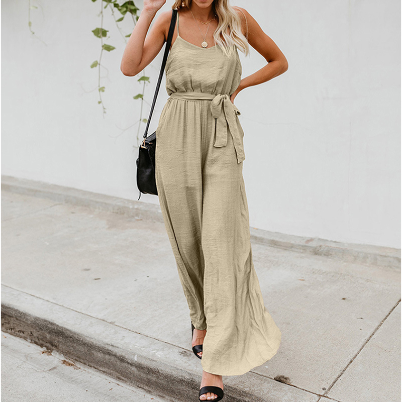 Fashion summer jumpsuit women sleeveless casual rompers jumpsuits Spaghetti Strap loose jump suit black overalls female clothes T200509