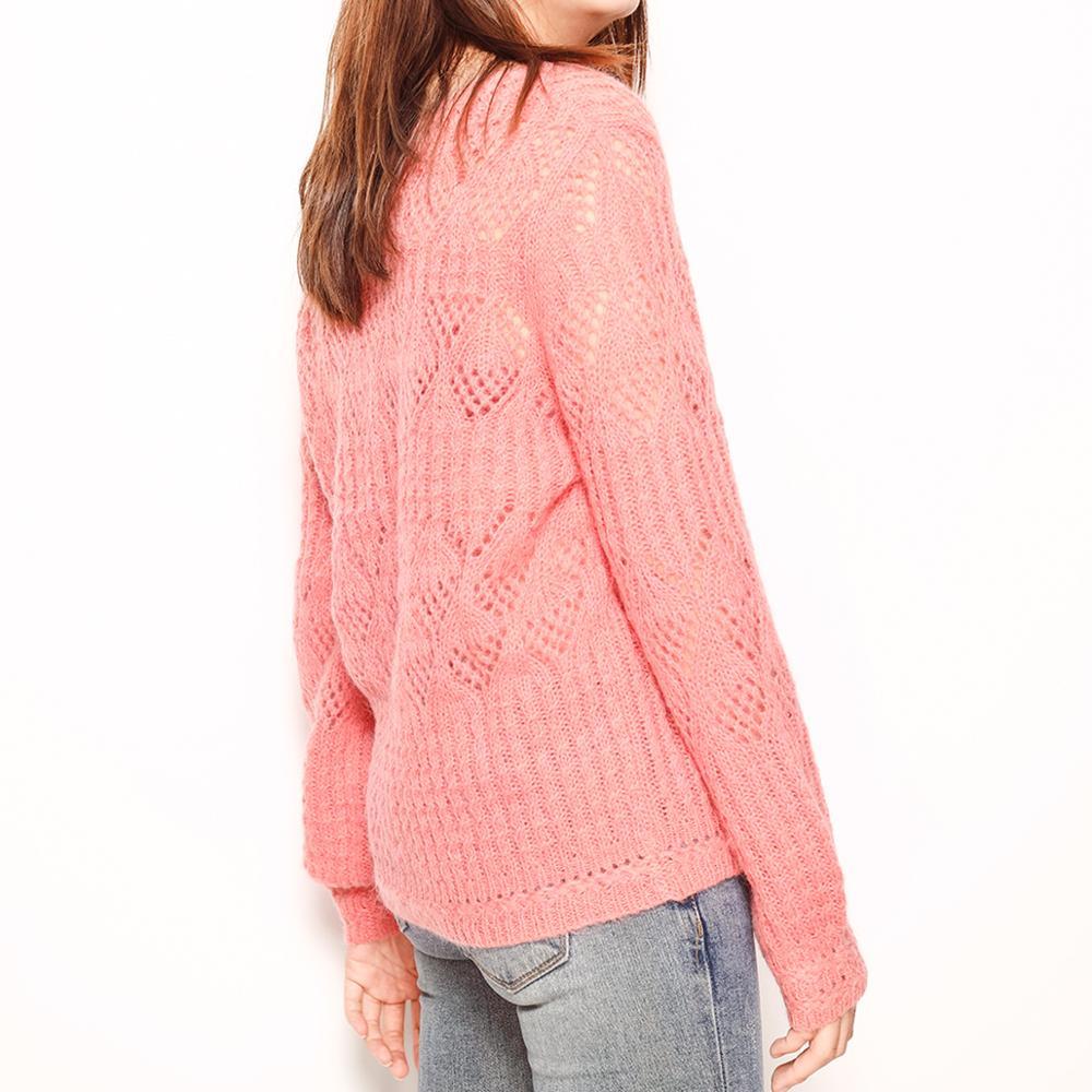 Georgia Knitted Jumper Women Casual Mohair Wool Puffed Sleeve V Neck Chic Sweater Autumn Winter Vintage Pullover 201222