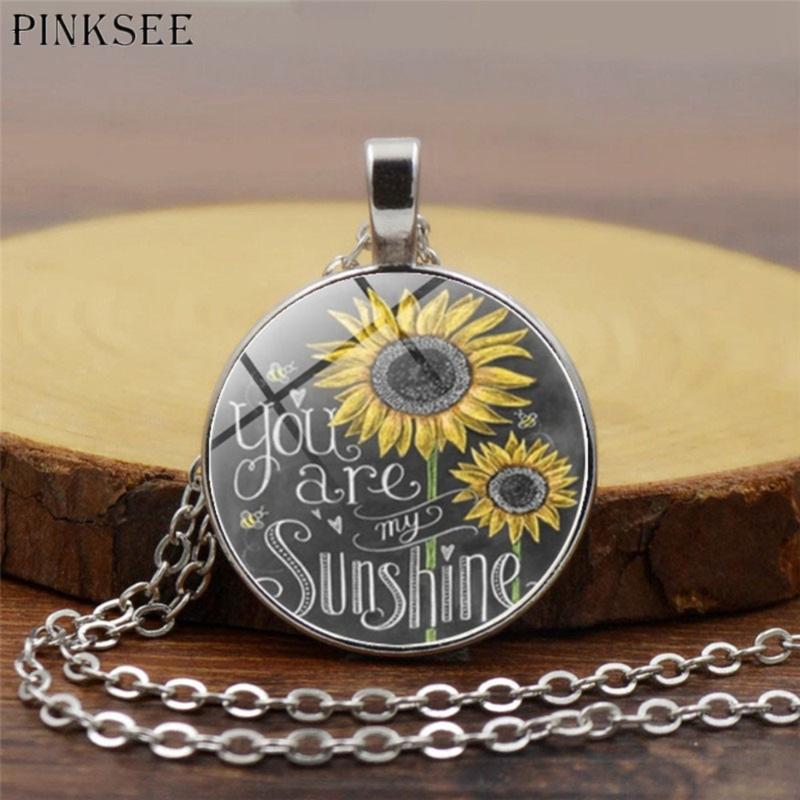 PINKSEE Long Chain Necklace Lovely Sunflower Round Glass Pendant Vintage Necklace Jewelry for Women
PINKSEE Long Chain Necklace Lovely Sunflower Round Glass Pendant Vintage Necklace Jewelry for Women