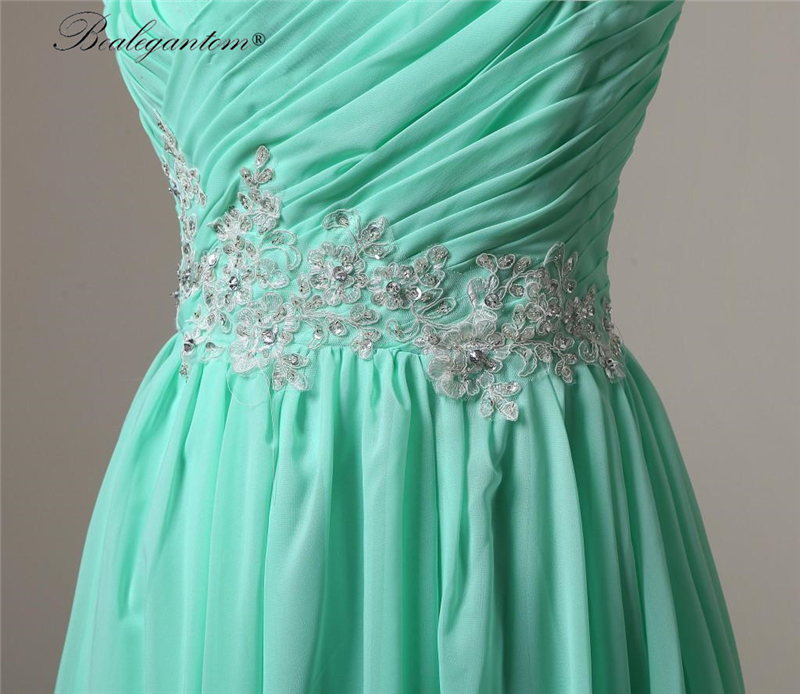 Sweetheart Long Chiffon Prom Dresses Appliques Beaded Lace Up Formal Evening Party Gown In Stock Q19