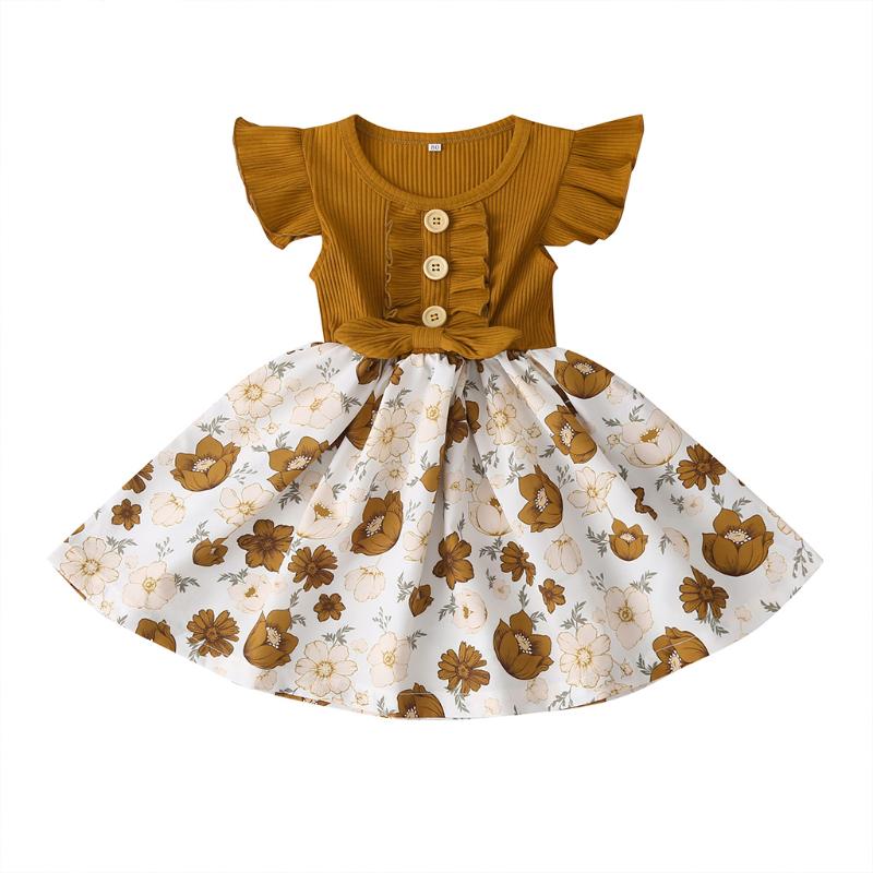 Girl's Dresses Toddler Kids Baby Girls Dress Flying Sleeve Floral Print Round Neck Patchwork Summer Clothes, Red;yellow
Girl's Dresses Toddler Kids Baby Girls Dress Flying Sleeve Floral Print Round Neck Patchwork Summer Clothes, Red;yellow