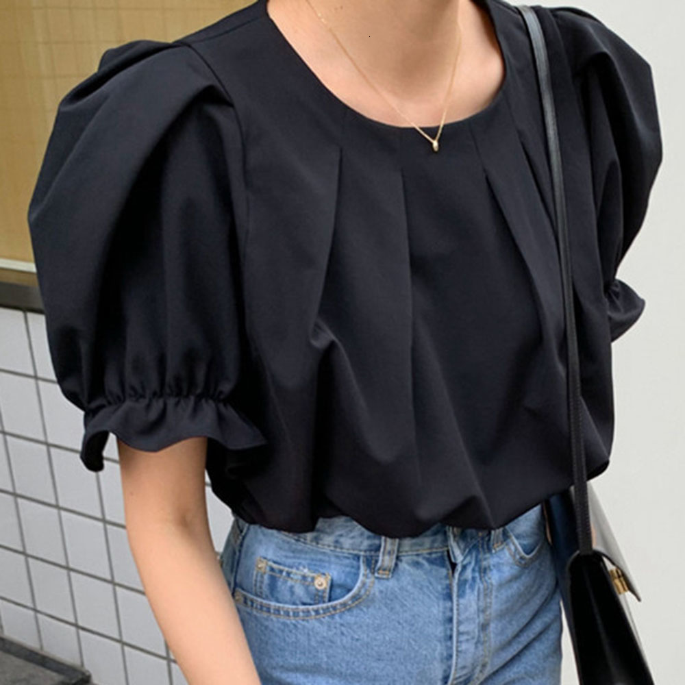 2021 New Korean Women Puff Sleeve Summer Chic Pleated Female Shirts Round Neck Loose Janpan Lady Blouse Tops 5P5S, Black
2021 New Korean Women Puff Sleeve Summer Chic Pleated Female Shirts Round Neck Loose Janpan Lady Blouse Tops 5P5S, Black