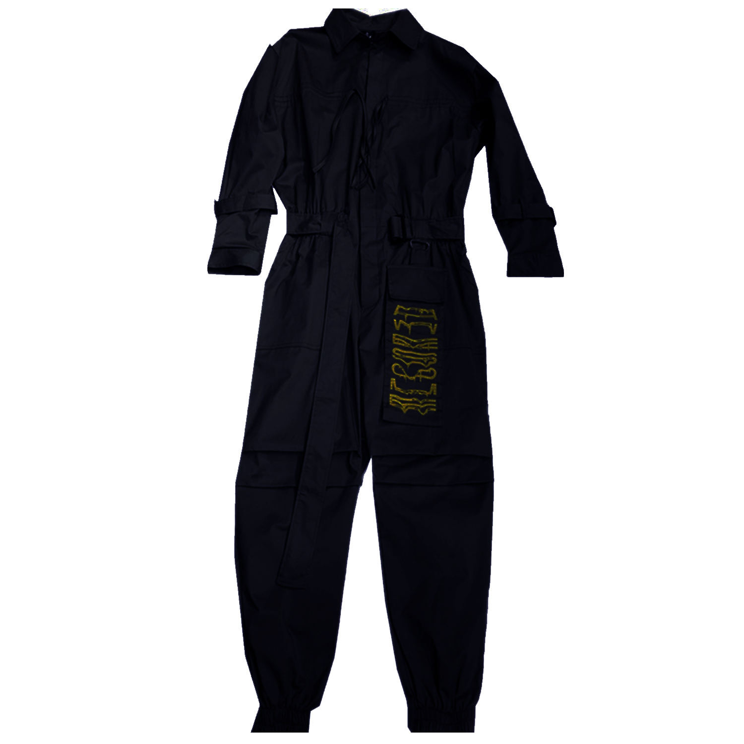 Hip Hop Streetwear Jumpsuits Men Ribbon Embroidered Cargo Pants Long Sleeve Rompers Joggers Techwear Men LJ201217