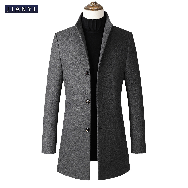 Men Wool Blends Coats Autumn Winter New Solid Color High Quality Men's Wool Jacket Midlength singlebreasted standcollar coat 201120