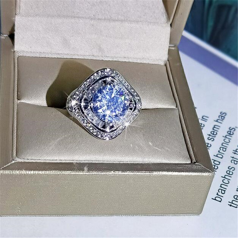 Sparkling Live Luxury Jewelry Set 925 Sterling Silver Round Cut Moissanite CZ Diamond Gemstones Ring Necklace Stud Earring For Lover Gift