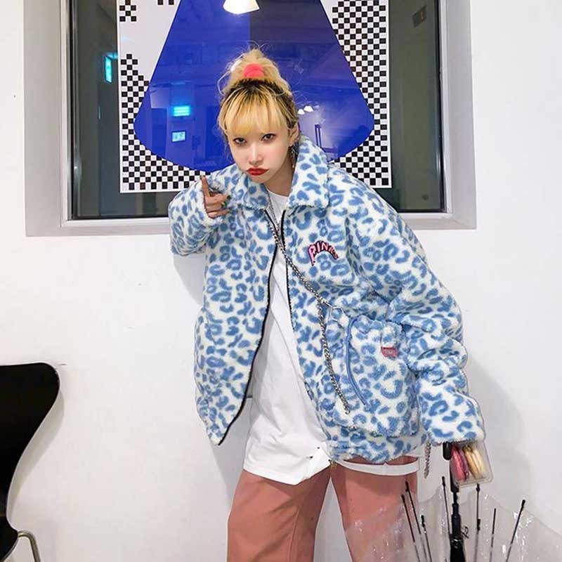 NiceMix Women Woolen Zipper Colorful Jackets Plus Size Winter Cute Fuzzy Tie-dyed Outcoats Jacket Warm Plush Wool Jackets Chaque 201106