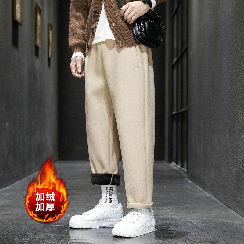 2020 Winter Men's New Solid Color Thickened Woolen Loose Street Casual Pants Young Trend Plush Elastic Trousers Size -3XL, Black
2020 Winter Men's New Solid Color Thickened Woolen Loose Street Casual Pants Young Trend Plush Elastic Trousers Size -3XL, Black