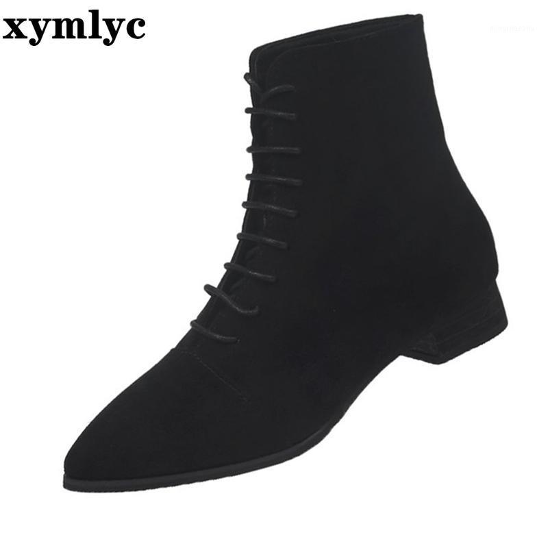 2020 new women boots winter fashion pointed thick with ankle boots Female Lace-up Black Comfortable Suede Booties mujer1
2020 new women boots winter fashion pointed thick with ankle boots Female Lace-up Black Comfortable Suede Booties mujer1