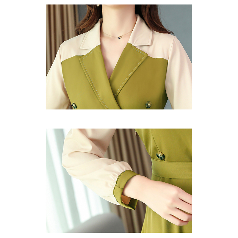 Vestido De Festa Spring Autumn Elegant Patchwork A-Line Dress Bodycon Long Sleeve Turn-down Collar Party Plus Size Dresses T200106