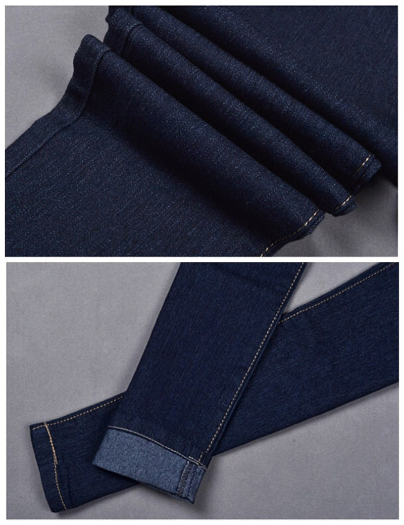 Mainland Plus Size 26-31 Women Trousers Summer Style Women Denim Washed Mid Waist woman Jeans Female Pencil skinny Jeans 201029