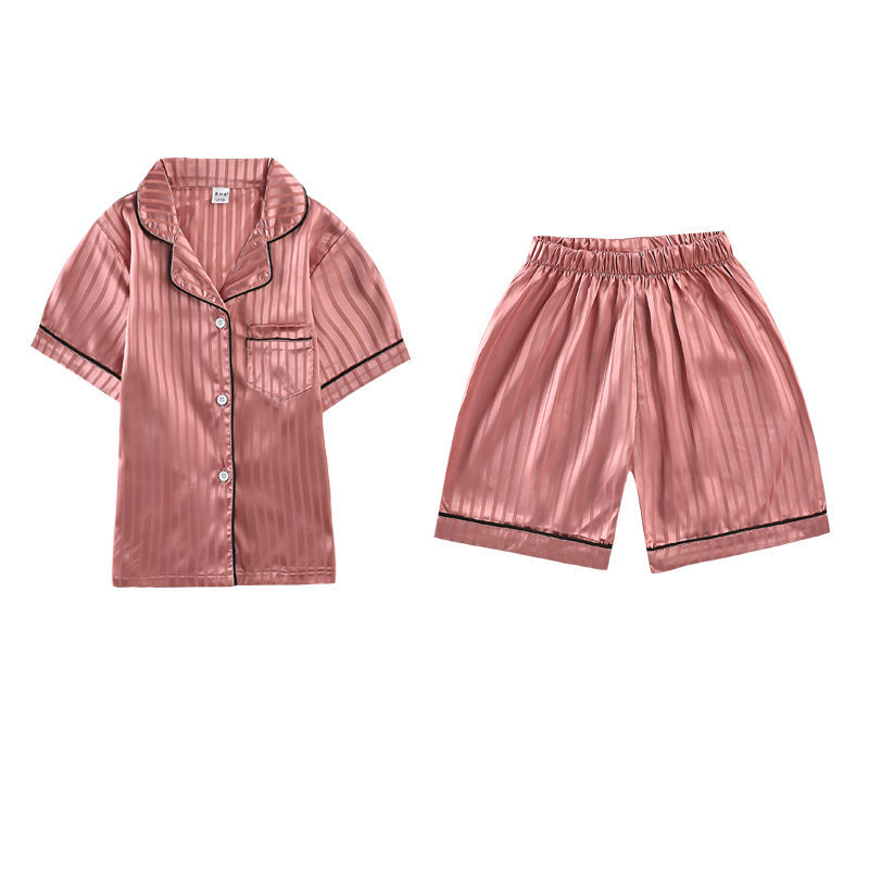 Cool Summer Silk Pajama Set For Mother And Daughter Sisters Matching Two Pieces Outfits Woman & Kids Fancy Night Wear Clothes LJ201111
