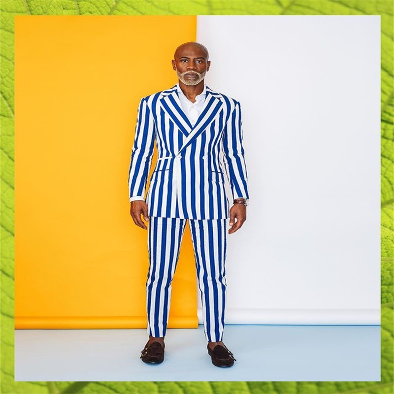 2 pieces formal men suits cotton thick stripe groom tuxedos lapel modern men coatpant custom made casual party suit