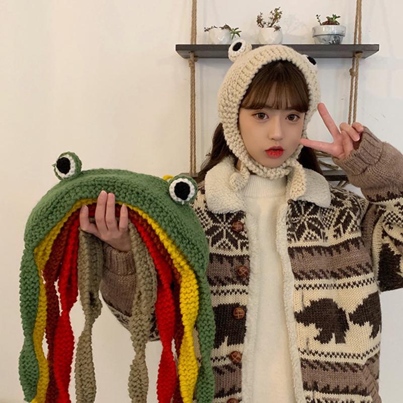 Winter Skullies Cute Women Frog Hat Crochet Knitted Hat Costume Beanie Hats Cap Women Gift Hip-hop Cap Photography Prop Party, Beige
Winter Skullies Cute Women Frog Hat Crochet Knitted Hat Costume Beanie Hats Cap Women Gift Hip-hop Cap Photography Prop Party, Beige