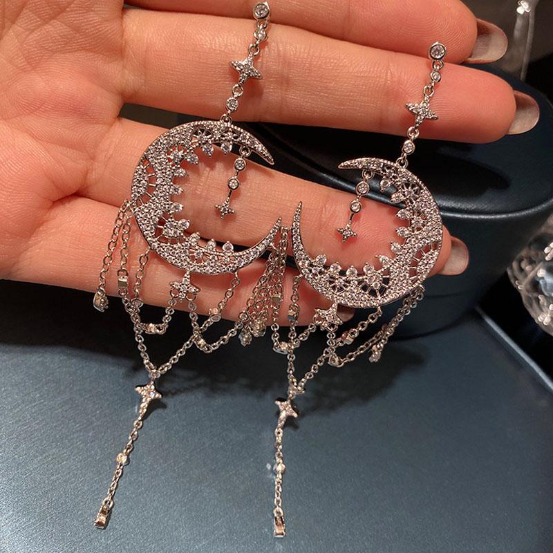 Wholesale 2021 New Women Earring Long Tassels Stars Moon High Quality Luxury Jewelry Vintage Designer Stainless Steel Wedding 
Wholesale 2021 New Women Earring Long Tassels Stars Moon High Quality Luxury Jewelry Vintage Designer Stainless Steel Wedding