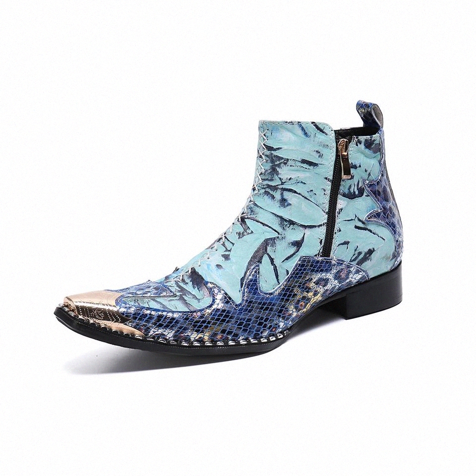 Christia Bella Designer Patchwork Men Ankle Boots Blue Party Genuine Leather Men Dress Boots Fashion Formal Zip Short Shoe #Z91M
Christia Bella Designer Patchwork Men Ankle Boots Blue Party Genuine Leather Men Dress Boots Fashion Formal Zip Short Shoe #Z91M