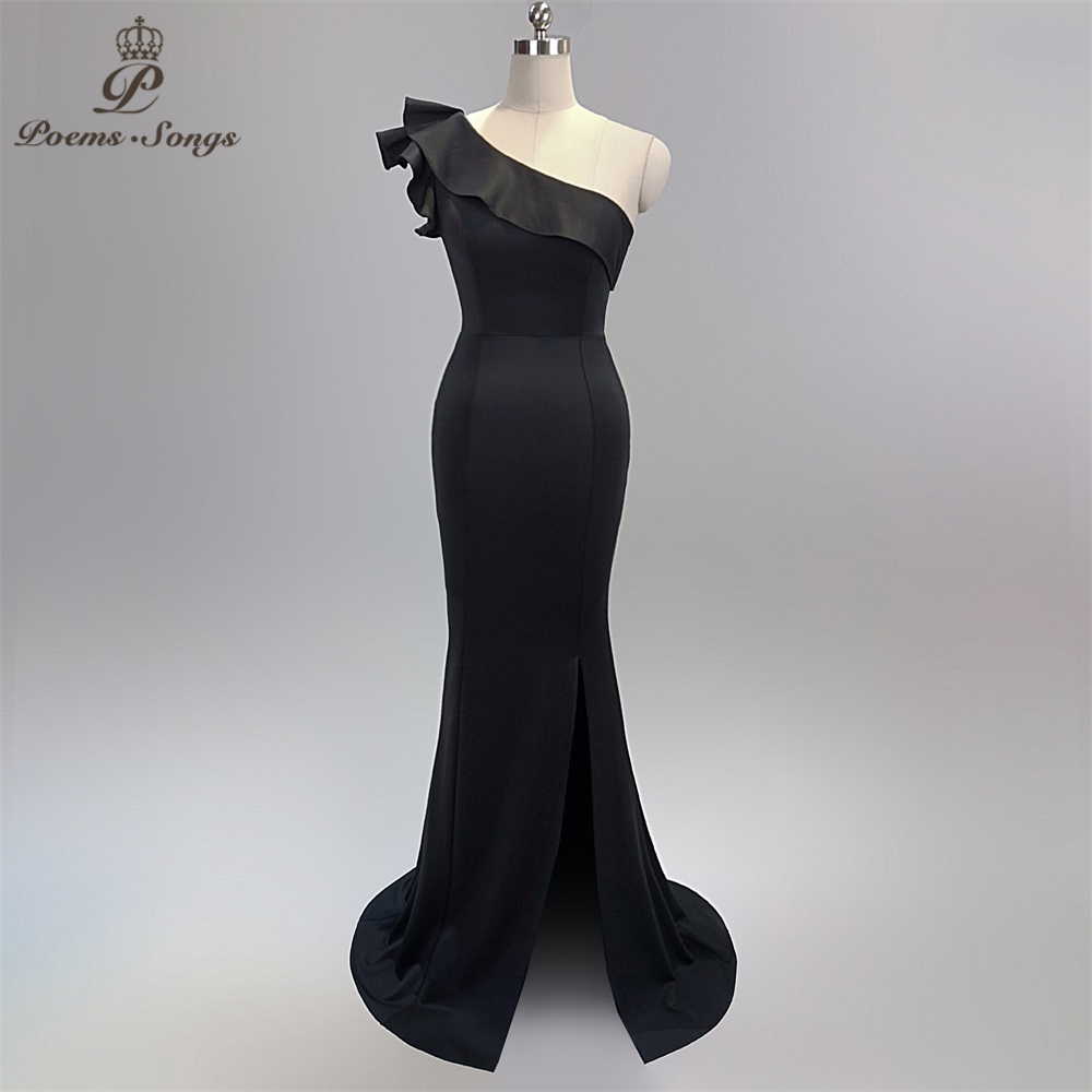 One shoulder style Sexy Backless Evening Prom Slit Side Open Mermaid Party dress vestido de festa Vintage robe longue 201114