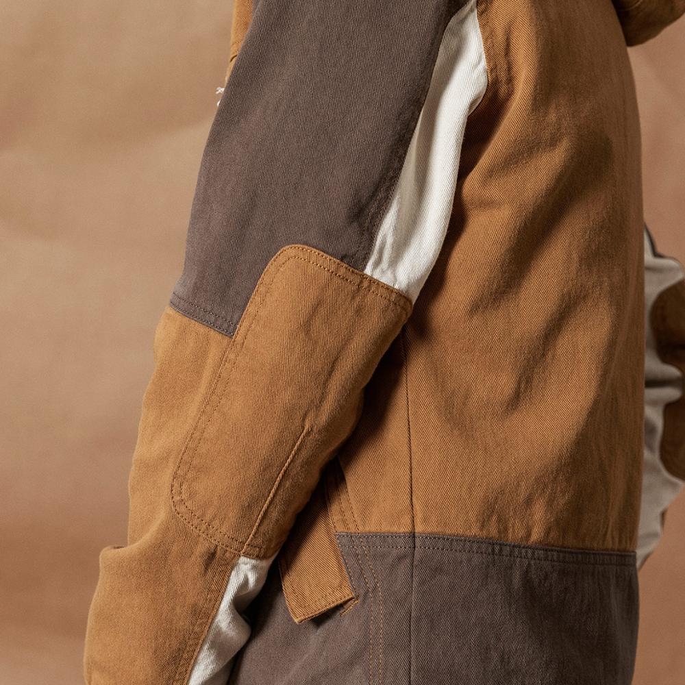 SIMWOOD Hooded Patchwork contrast color Jackets Men Vintage 100% cotton outerwear plus size spring winter new field coats 980586 201218