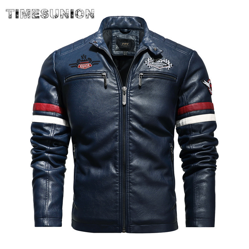 Winter Jacket Men Leather Motorcycle Jacket Embroidery Zipper Coat Men Fashion Streetwear Coat Black Jacket and Coats Male 201128